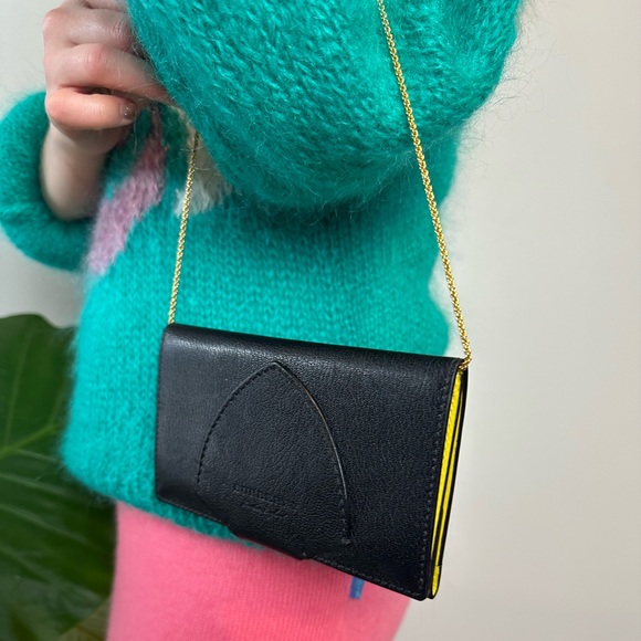 Burberry Handbags - Burberry Harlow Black With Yellow Interior Grainy Leather Long Wallet/ Clutch